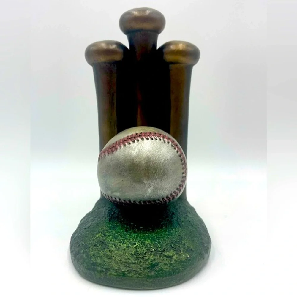 1997 Austin Sculpture:”Cutcone” Vintage Baseball & Bat Ceramic Sculpture Bookend
